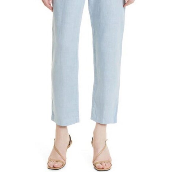 Boss Blue Dust Tatinia Ankle-Crop Linen Pants - Picture 2 of 6